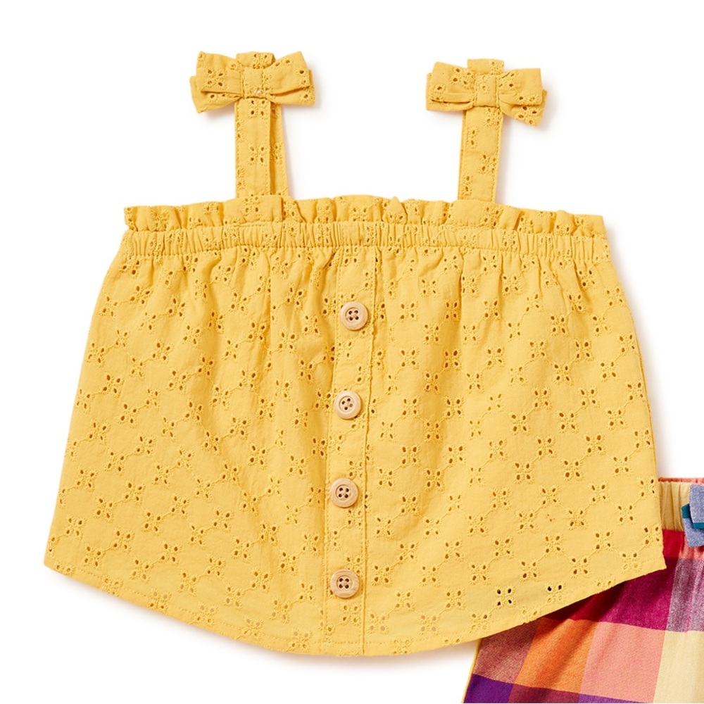 Wonder Nation Yellow Eyelet Top.